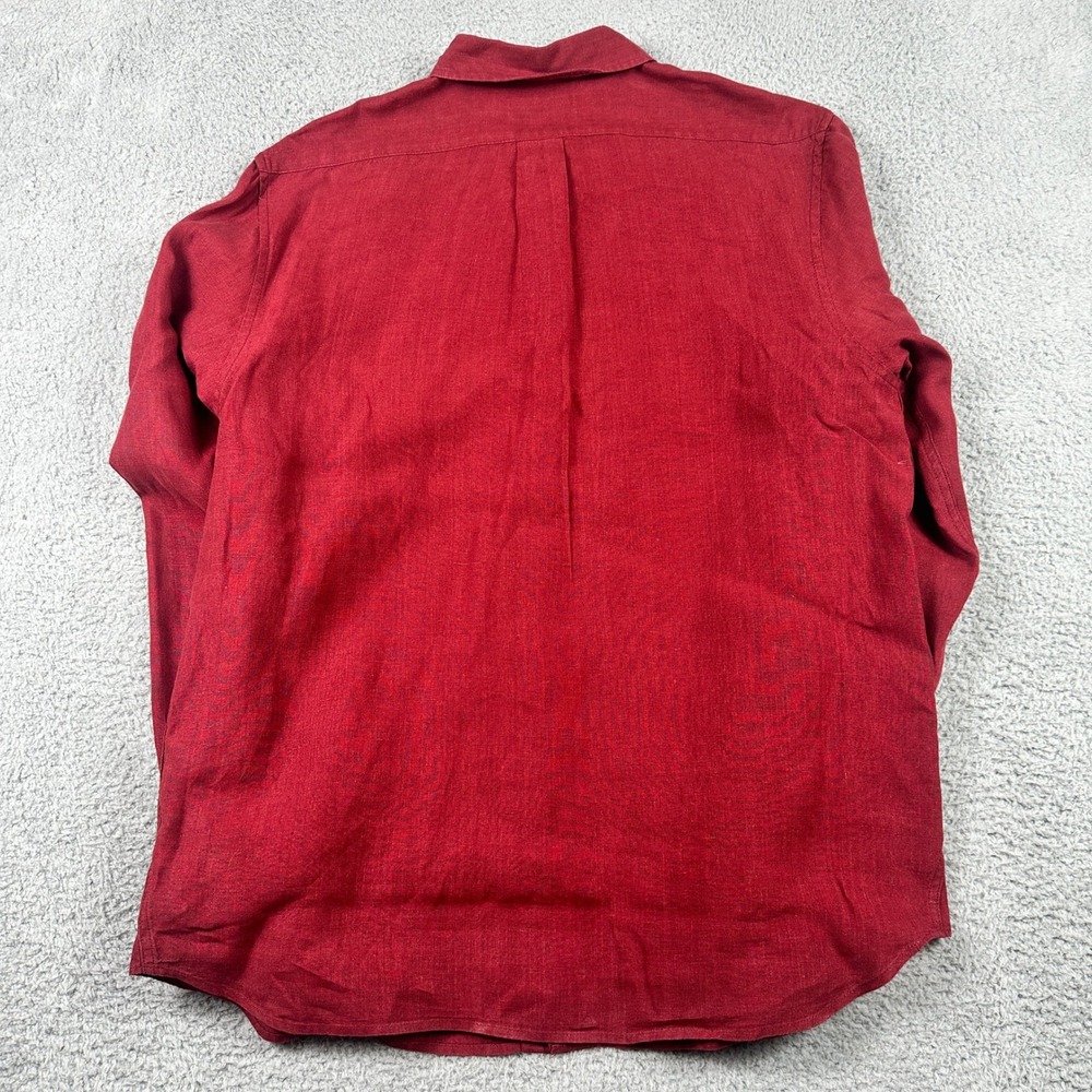 Banana Republic 100% Linen Shirt Mens XL Slim Fit Red Button Down Long Sleeve - Picture 2 of 10